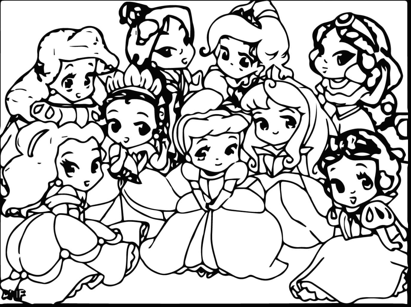 1375x1028 Cute Disney Princess Coloring Pages