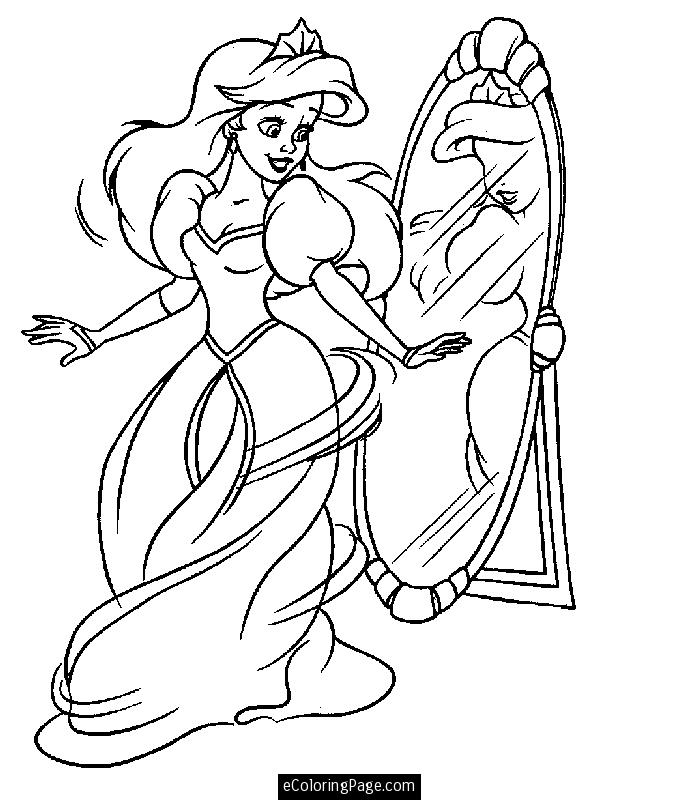 700x800 Princess Ariel Printable Coloring Page