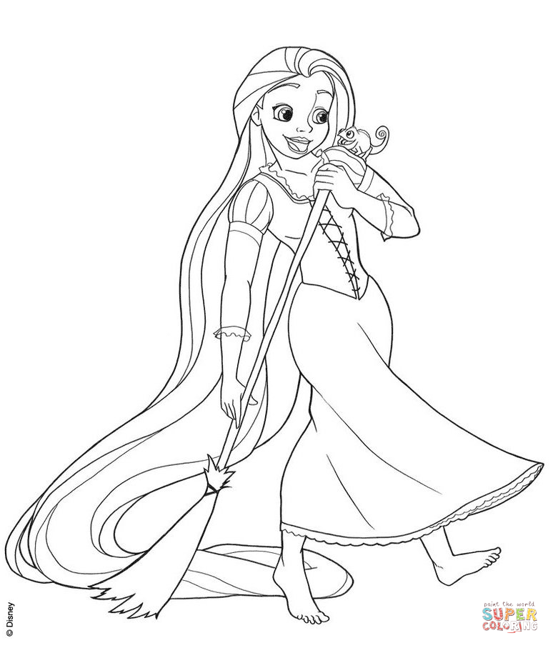 774x907 Rapunzel Sweeping Coloring Page Adelyn
