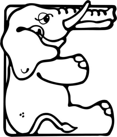 410x480 Letter E Coloring Pages Letter E Elephant Coloring Page