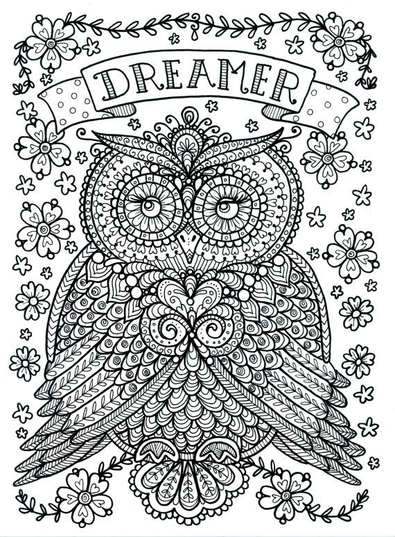 570x774 Owl Coloring Pages For Adults Free Detailed Owl Coloring Pages