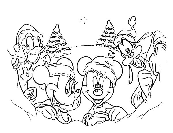 600x462 Disney Coloring Pictures Classic Disney Gang On Christmas