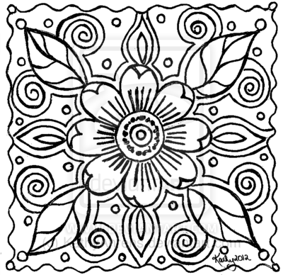 400x388 Abstract Art Coloring Pages Abstract Flower Doodle Lineart