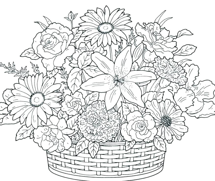 875x736 Coloring Pages Of Flowers Simple Flower Coloring Pages Flower