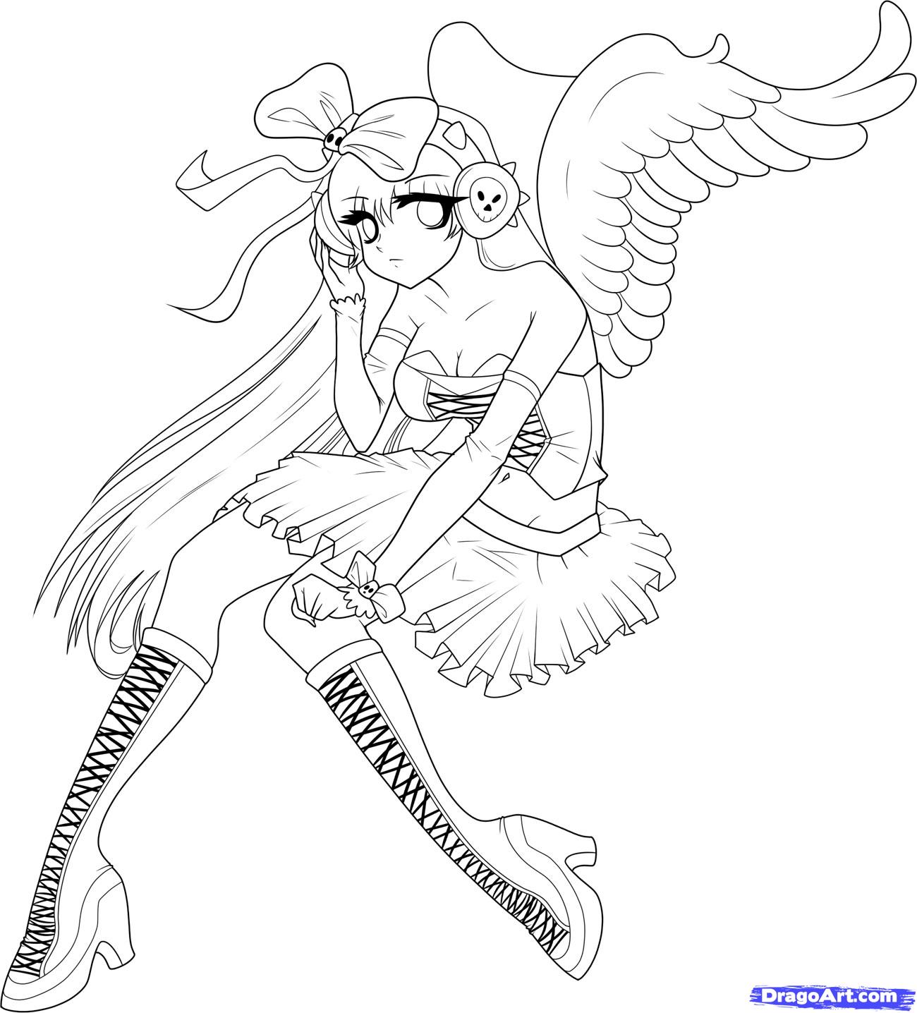 1300x1436 Anime Angel Coloring Pages