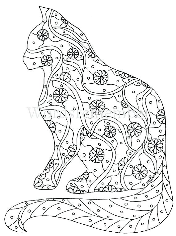 570x765 Cat Coloring Pages For Adults