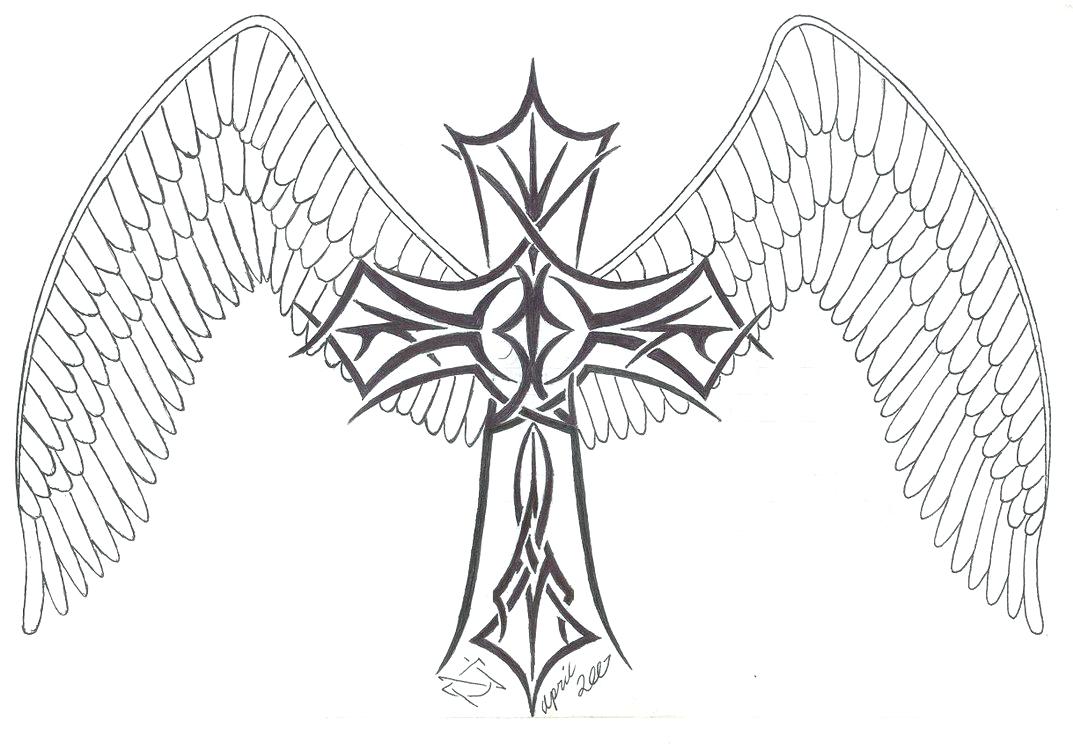 1073x744 Wings Coloring Pages Printable Hearts Celtic Cross For Adults