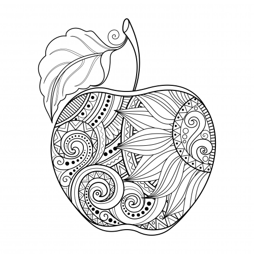 500x500 Apple Coloring Pages For Adults