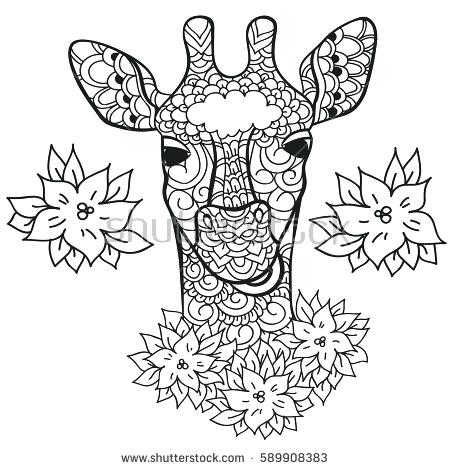 450x470 Coloring Pages Of Giraffes Giraffe In Doodle Style Coloring Page
