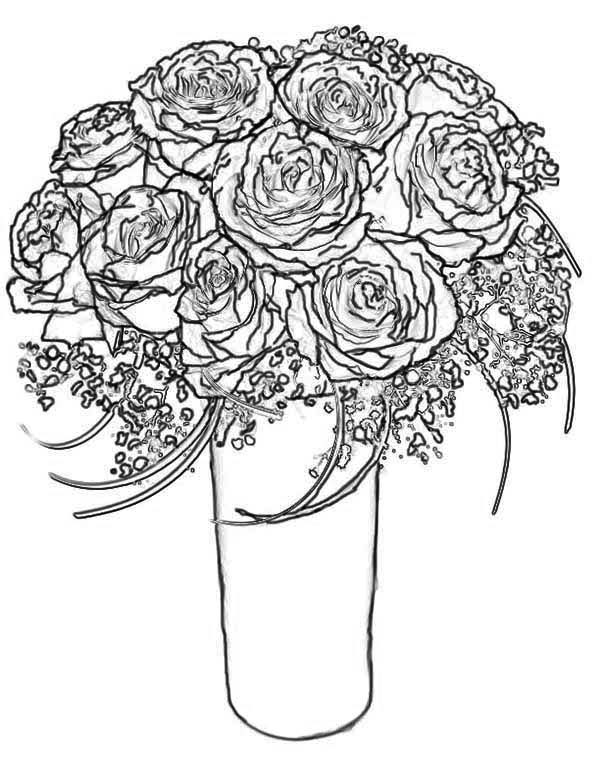 600x776 Coloring Pages Of A Bouquet Roses Best