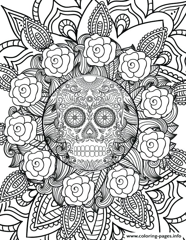 612x792 Sugar Skull Coloring Pages Sugar L Coloring Pages Adults Printable