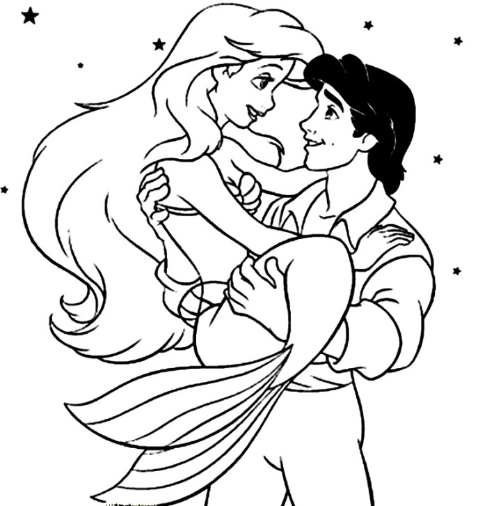 700x726 Ariel And Eric Coloring Pages