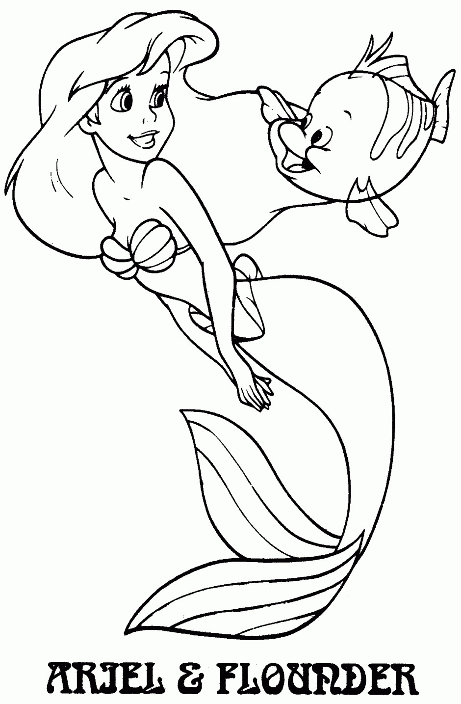 940x1434 Little Mermaid And Flounder Coloring Pages Ariel Depetta