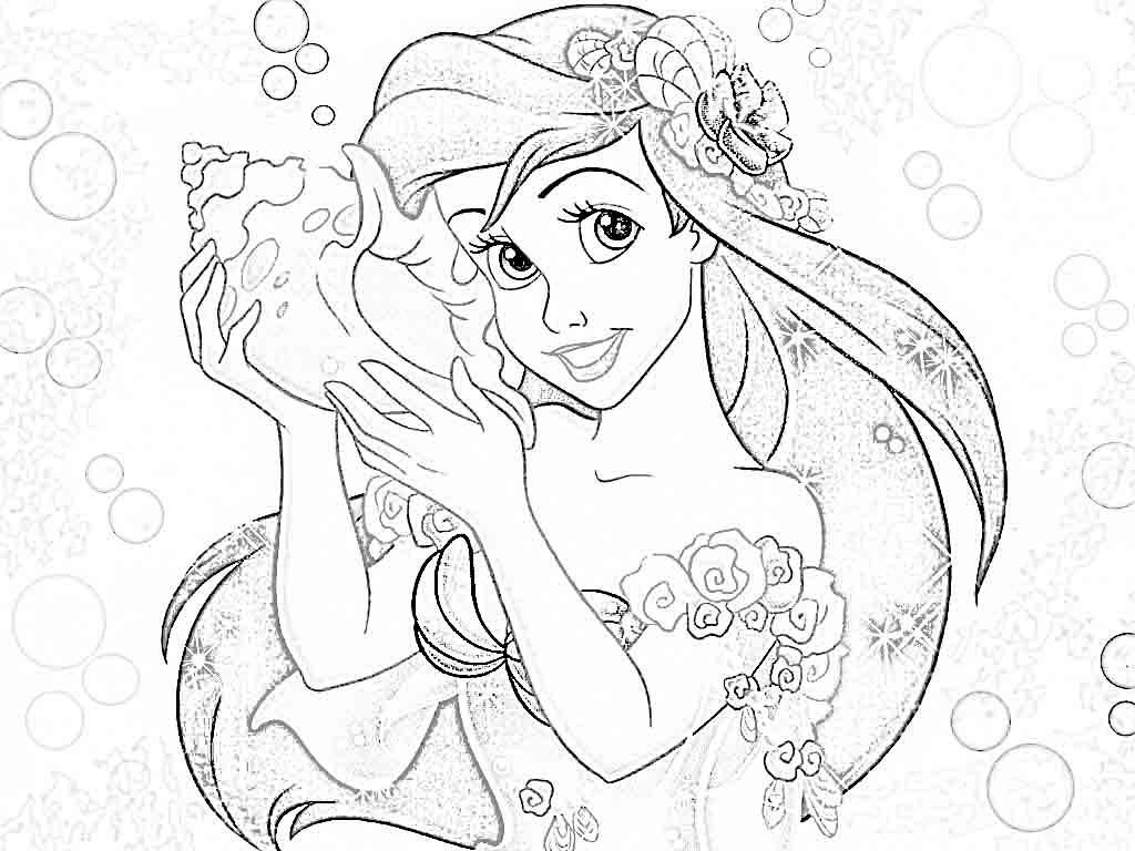 1024x768 Disney Princess Coloring Pages Ariel Colorine Body Ariel