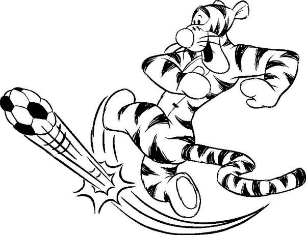 600x462 Kickball Coloring Pages Tiger Kick Ball Soccer Coloring Pages Boys