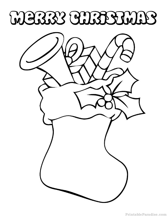 580x751 Printable Christmas Stocking Coloring Page