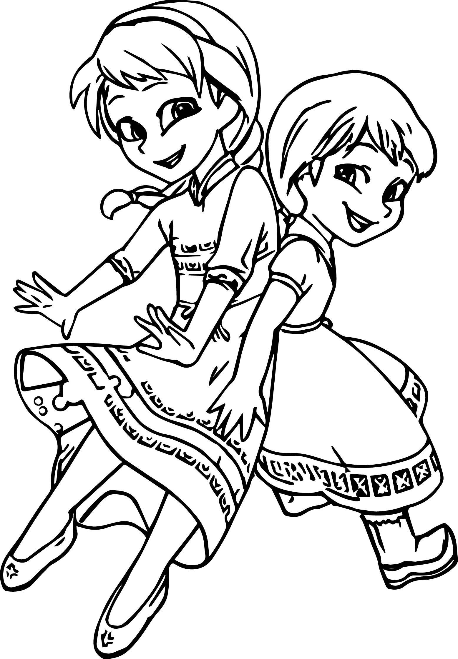1556x2241 Very Cute Girls Anna Elsa Coloring Page Wecoloringpage