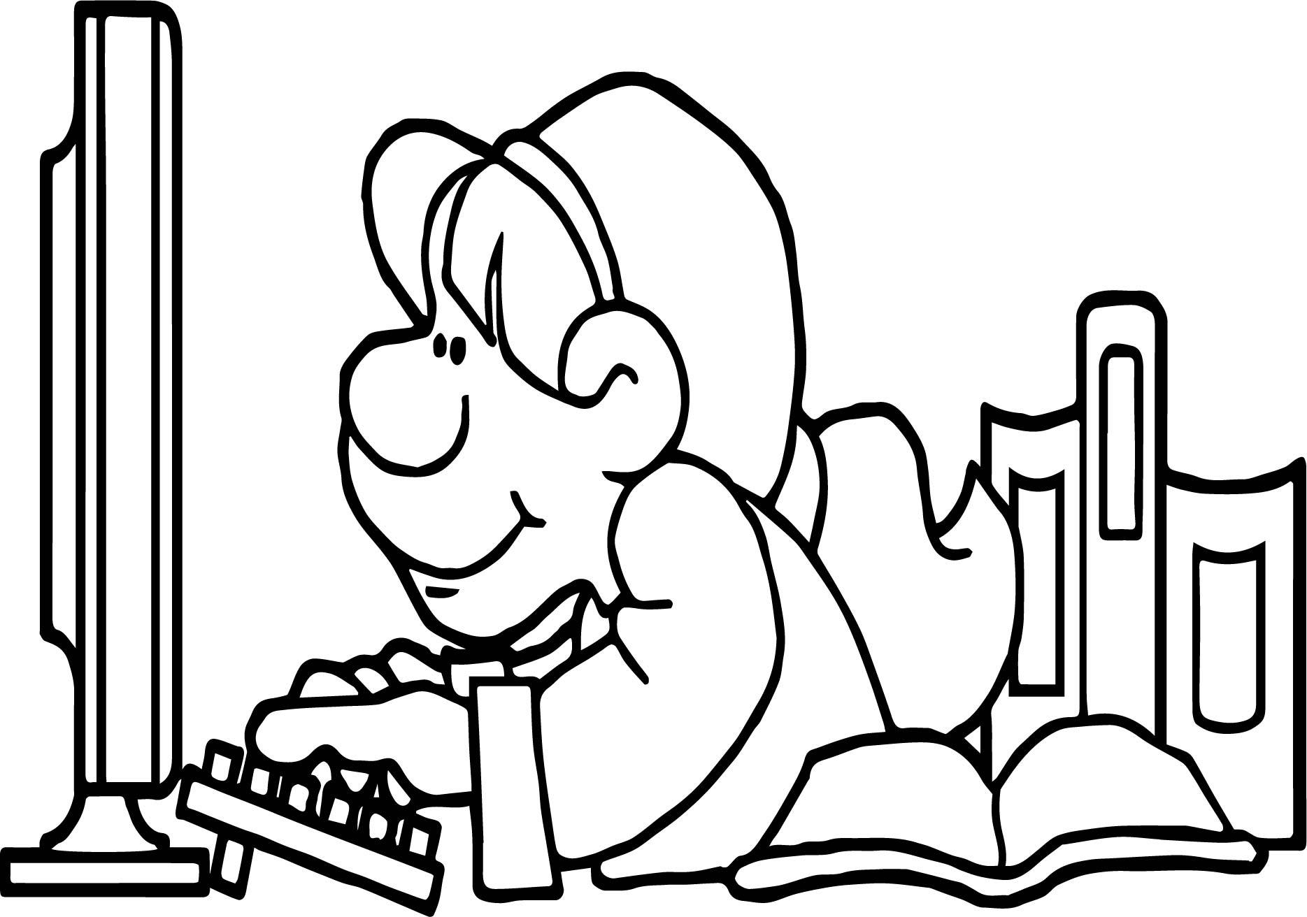 1869x1312 Marvelous It Computer Girl Playing Games Coloring Page