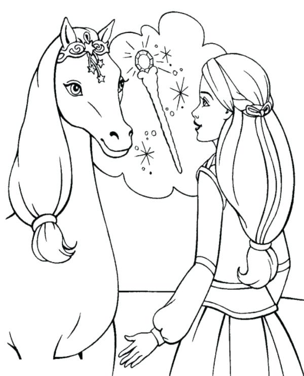 600x742 Coloring Pages For Girls Princess And Horses Colouring Snazzy