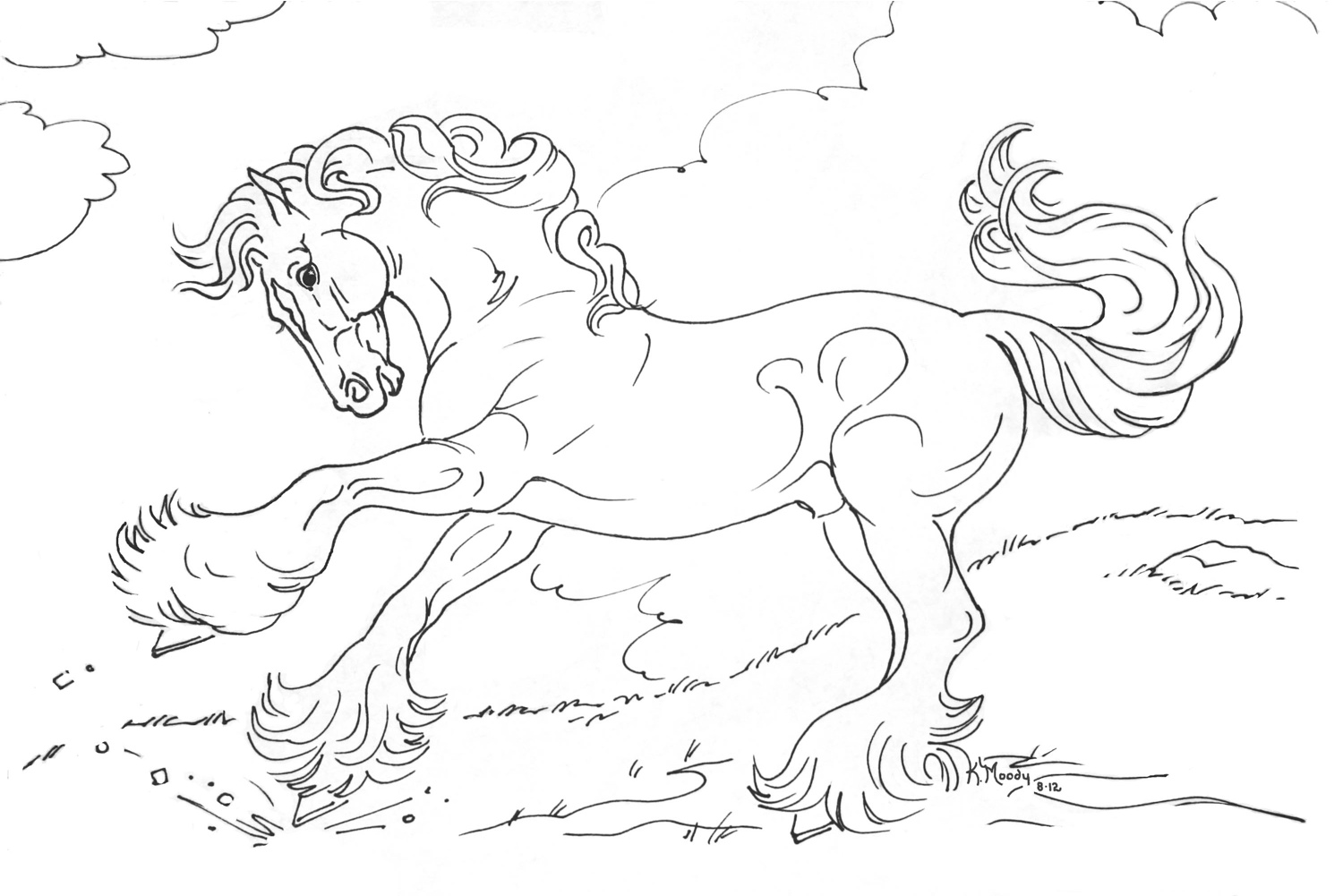 1500x1001 Grazing American Quarter Horse Coloring Page Printable Click