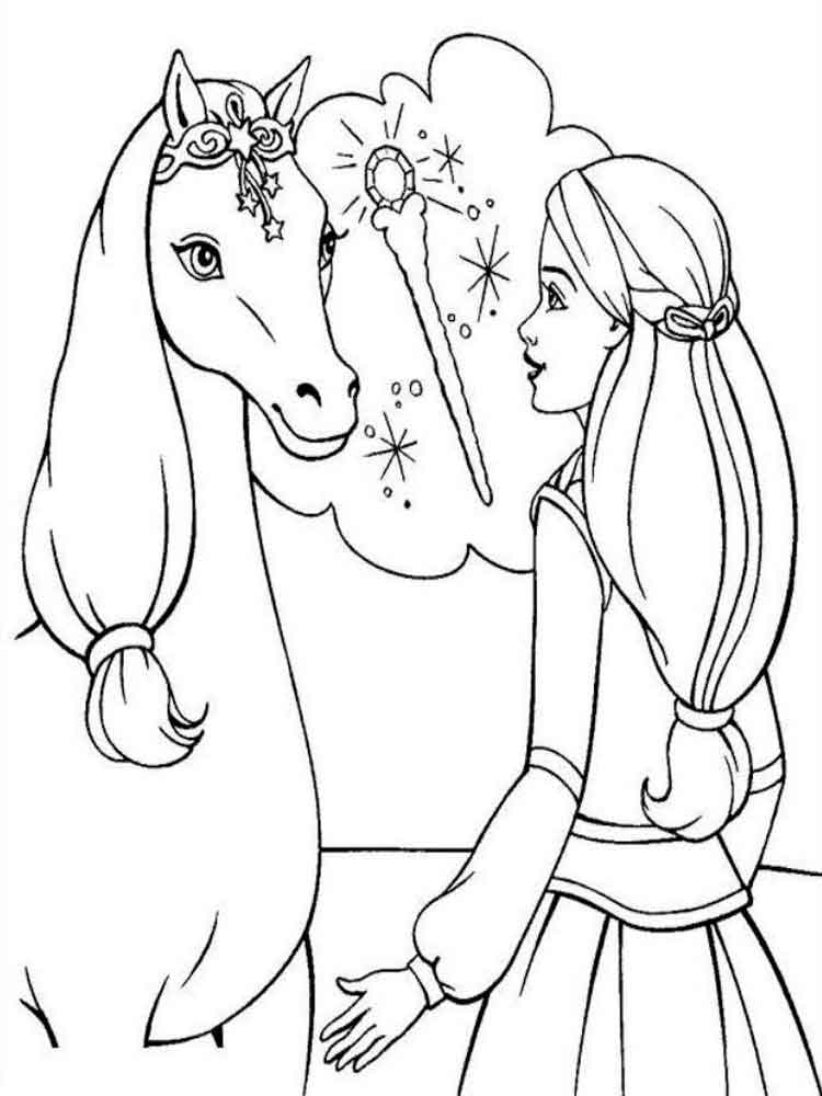 750x1000 Barbie And Horse Coloring Pages Free Printable Barbie And Horse