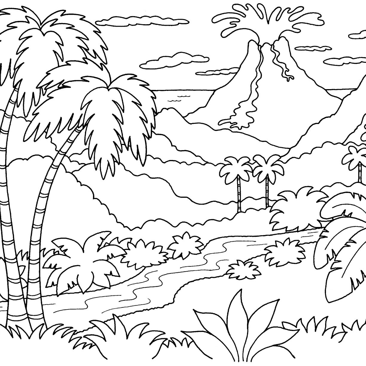 1224x1224 Farm Scenery Drawings Gardening Coloring Pages For Kindergarten
