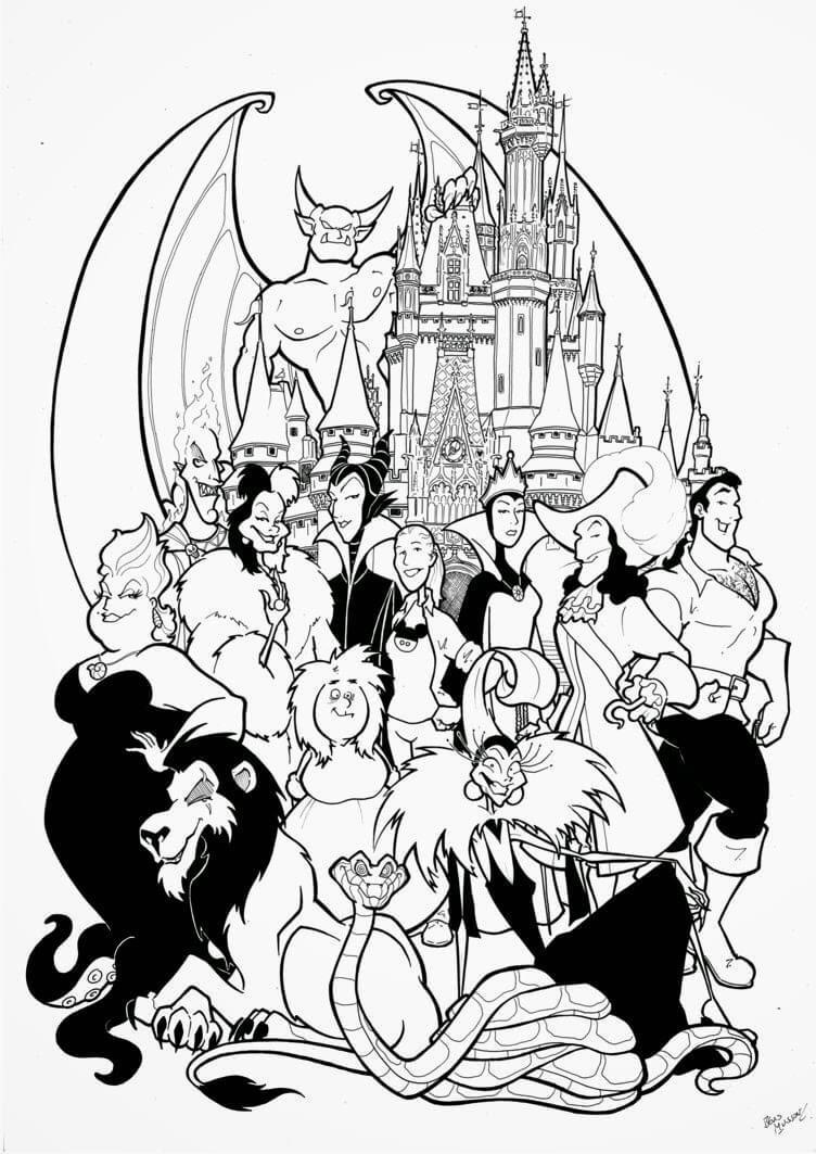 752x1063 Shocking Disney Villains Coloring Pages Col For Paint Program