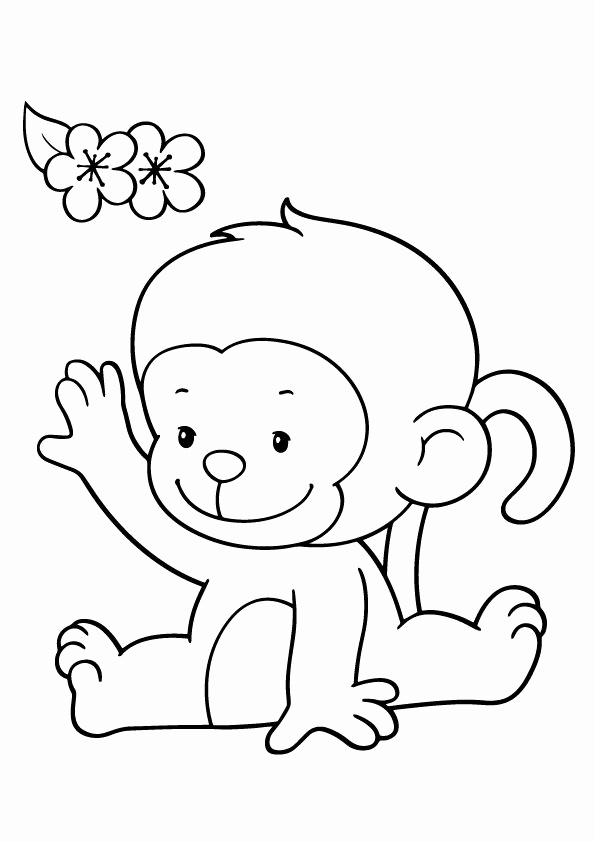 595x842 Coloring Pages Of Cute Baby Monkeys Photograph Coloring Pages