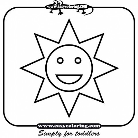 481x481 Sun Simple Shapes Easy Coloring Pages For Toddlers Sketch