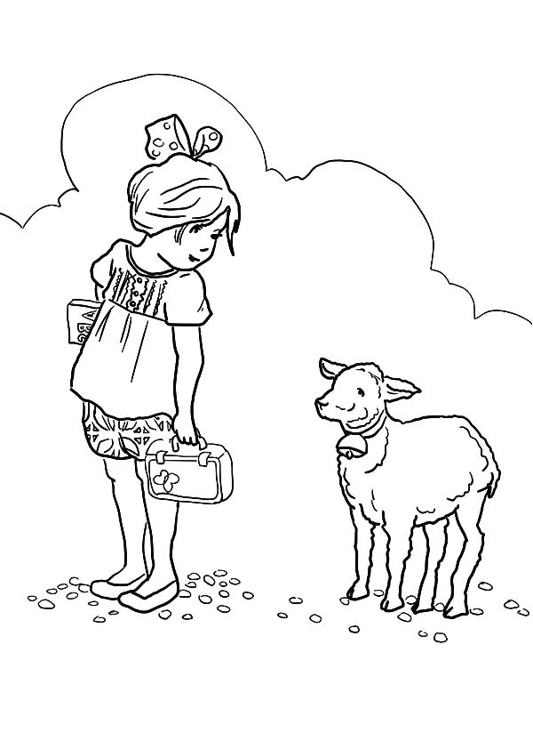 600x833 Mary Had A Little Lamb Coloring Page Nursery Rhymes For Young
