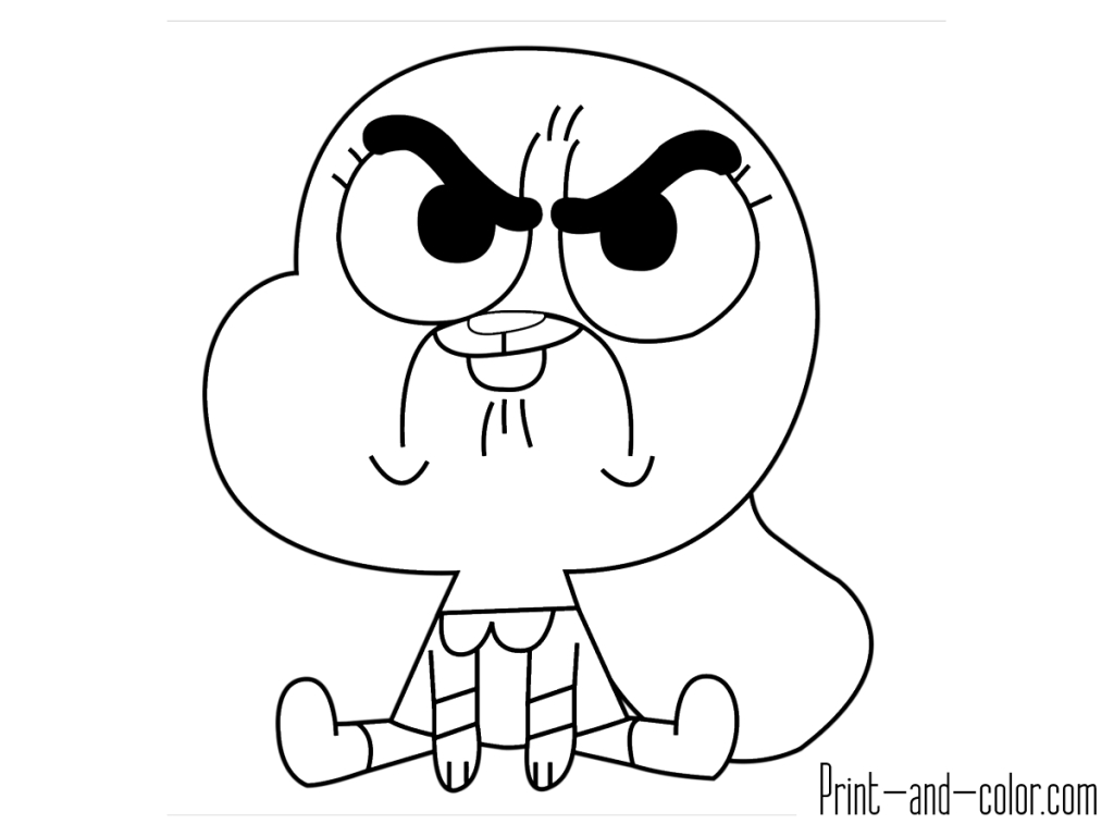 1024x768 The Amazing World Of Gumball Coloring Pages Print And Color