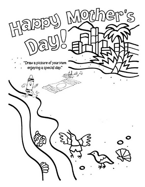 570x734 Happy Mothers Day Coloring Pages For Kids