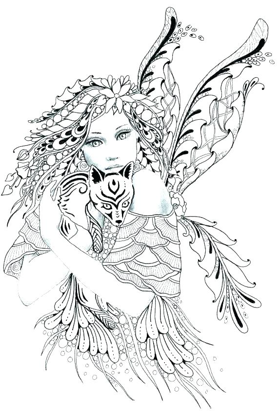 570x855 Hard Fairy Coloring Pages For Adults Vanda