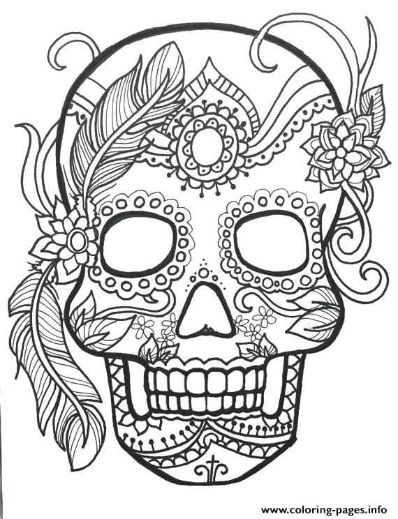 570x744 Printable Flowers Coloring Pages Sugar Skull Adult Flower Coloring