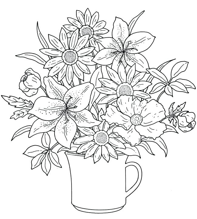 650x722 Flower Coloring Pages Free