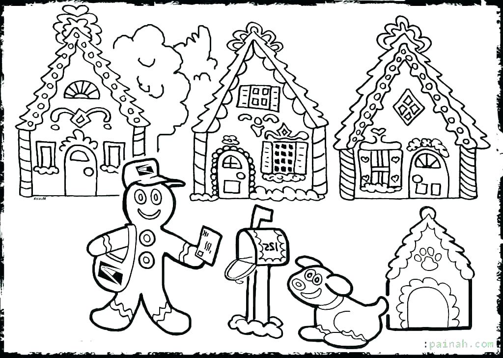 1024x728 Gingerbread Coloring Pages Free Gingerbread House Coloring Pages