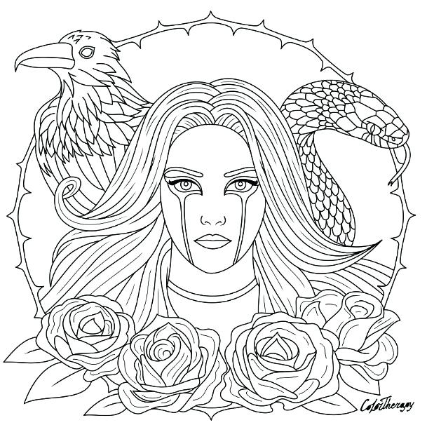 609x616 Goth Fairy Coloring Pages For Adults Page To Color With Therapy