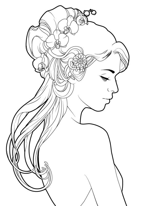 595x842 Girl With Flowers In Her Hair