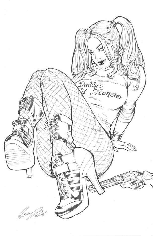 608x940 Harley Quinn And Joker Coloring Pages Printable Coloring Pages