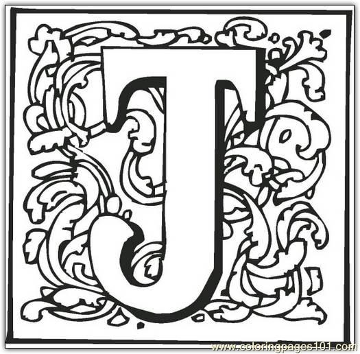 525x516 J Coloring Page