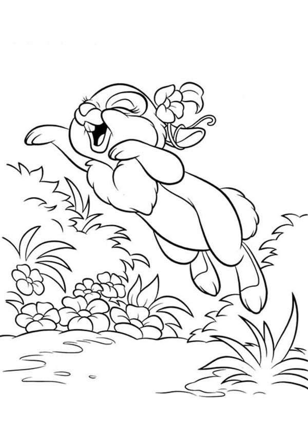 600x844 Miss Bunny Jumping Around Happily Coloring Page