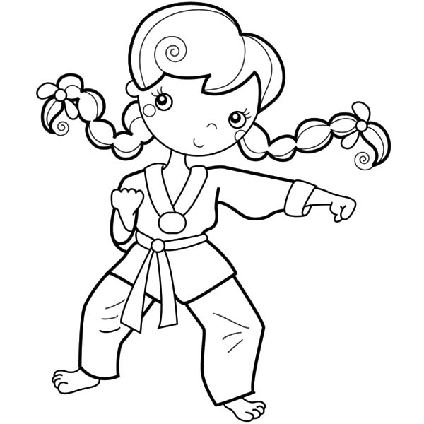 600x600 Girl Training Karate Coloring Pages Batch Coloring