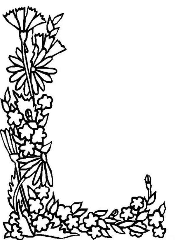 600x825 Alphabet Flowers Letter L Coloring Pages Batch Coloring