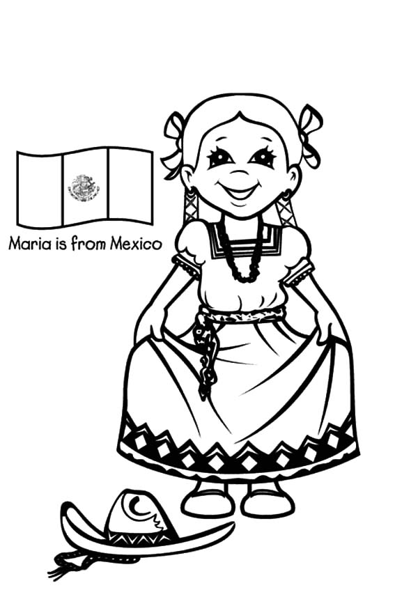 600x847 Mexican Dress Dancing Lady Coloring Pages Color Luna