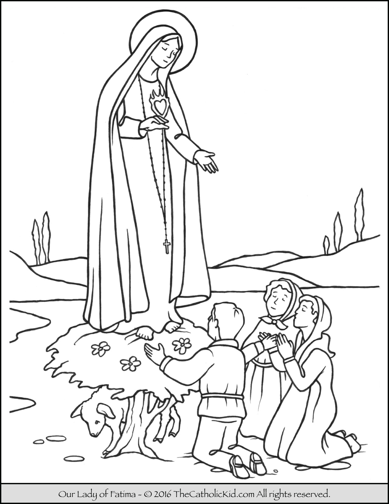 1275x1650 Our Lady Of Fatima Coloring Page