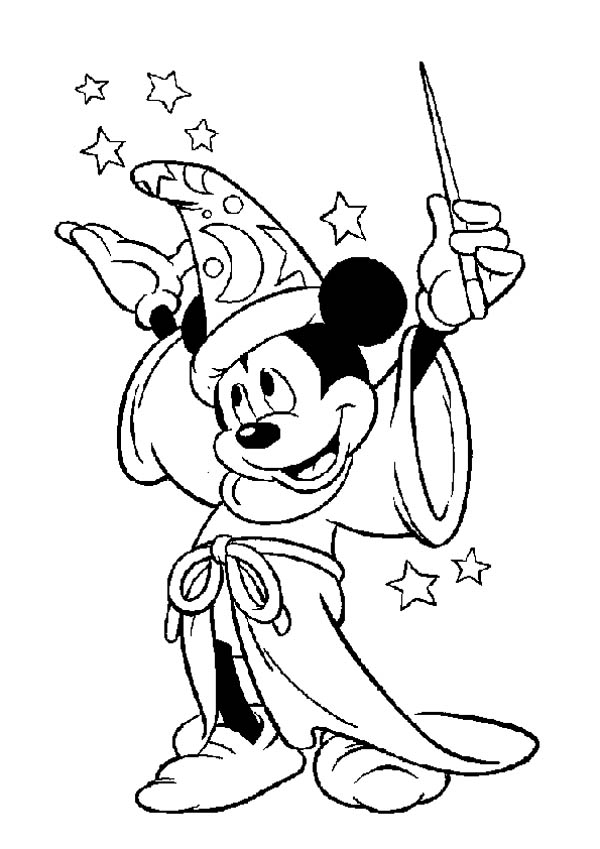 600x849 Mickey Mouse The Magician Coloring Page Color Luna
