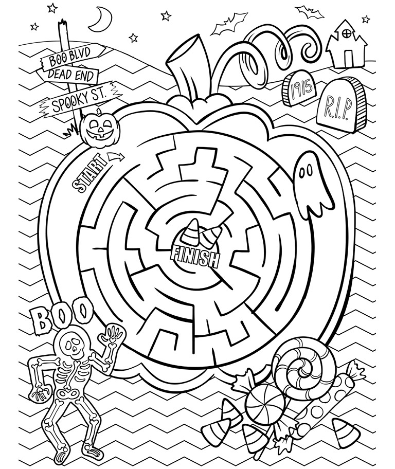 768x912 Halloween Maze Coloring Pages