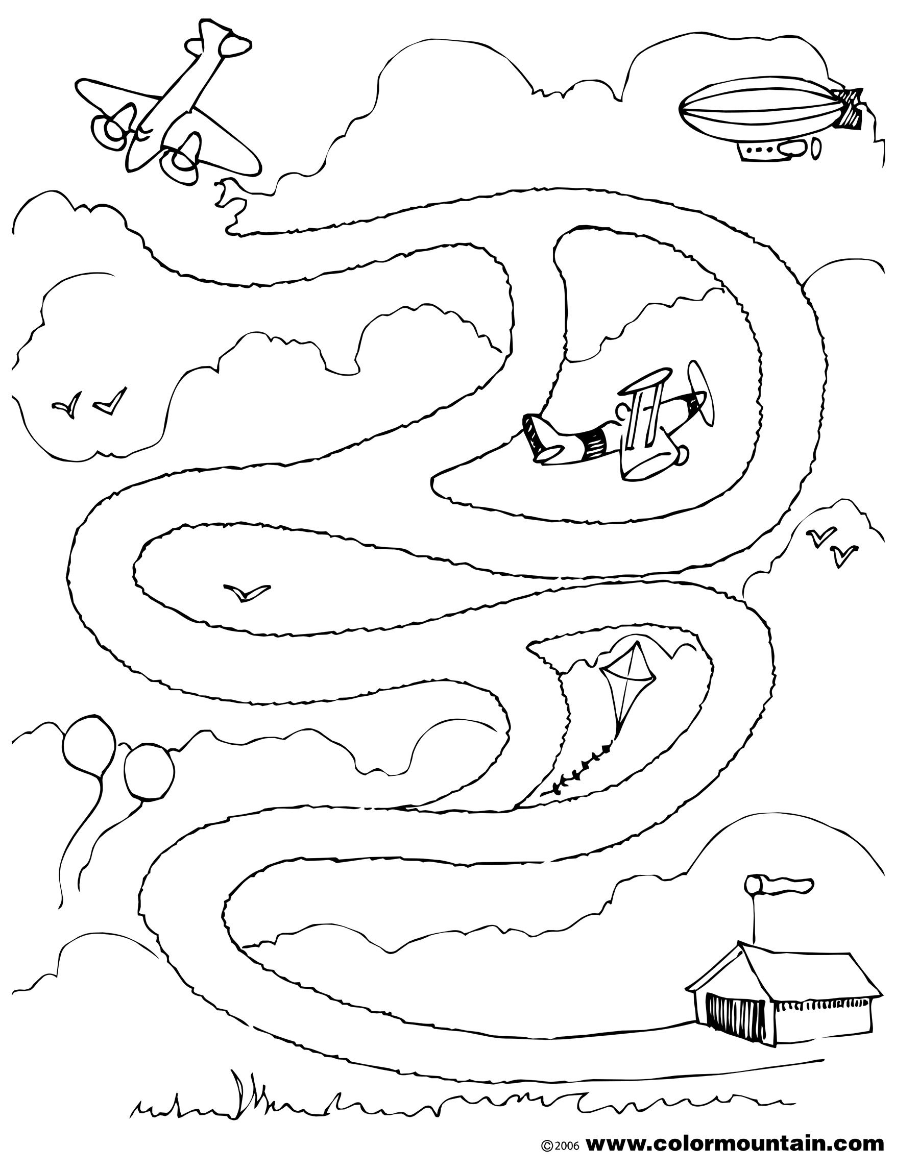 1800x2294 Airplane Maze Activity Page Coloring Page Mazes
