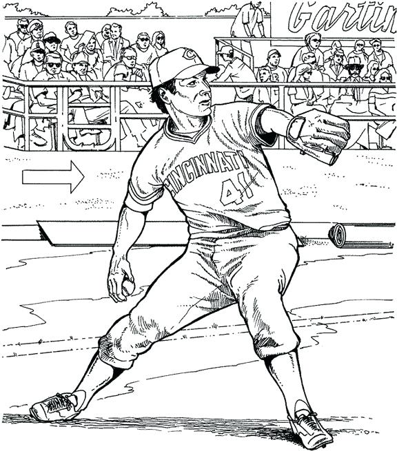 576x655 Coloring Pages Baseball