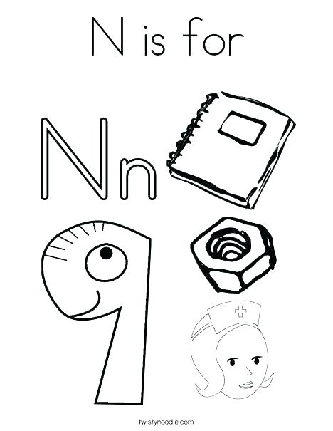 468x605 Letter N Coloring Pages